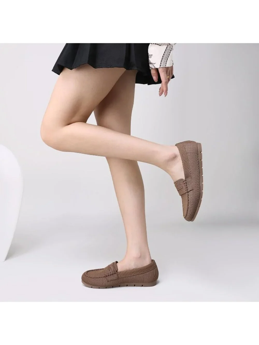 Women's Light Coffee Comfortable Slip on Dressy Casual Walking Loafer Flat Shoes